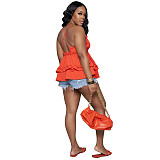 Ruffles V Neck Backless Slim Fit Camisole Sweet Tops GLS-10102