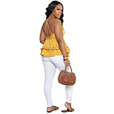 Ruffles V Neck Backless Slim Fit Camisole Sweet Tops GLS-10102