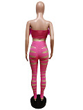 Feathers Corset Crop Top and Cut Out Pants Outfits MEM-88434