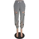 Mid Waist Hole Loose Hip Hop Jogging Sweatpants ZAND-31208