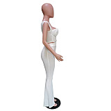 Sleeveless Bustiers Crop Top And Long Bell-Bottoms Set BN-830