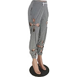 Mid Waist Hole Loose Hip Hop Jogging Sweatpants ZAND-31208