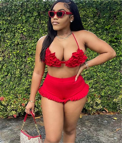 Halter Bandage Bra Ruffles High Waist Shorts Bikini Set NIYA-8111