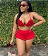 Halter Bandage Bra Ruffles High Waist Shorts Bikini Set NIYA-8111