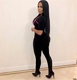 Short Sleeve Front Zipper Bodycon Gym Jumpsuit ORY-5091-1