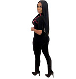 Short Sleeve Front Zipper Bodycon Gym Jumpsuit ORY-5091-1