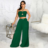 Bandage Halter Crop Tops Wide Leg Pants 2 Piece Sets JLY-19346