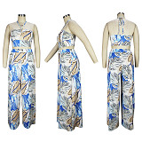 Bandage Halter Crop Tops Wide Leg Pants 2 Piece Sets JLY-19346