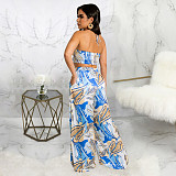 Bandage Halter Crop Tops Wide Leg Pants 2 Piece Sets JLY-19346
