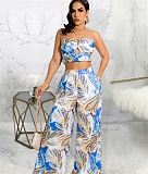 Bandage Halter Crop Tops Wide Leg Pants 2 Piece Sets JLY-19346