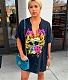 Hip Hop Short Sleeve Print Hole Loose Fitting T Shirt MDF-5313