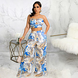 Bandage Halter Crop Tops Wide Leg Pants 2 Piece Sets JLY-19346
