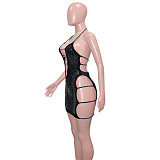 Halter Backless Cleavage Shiny Diamonds Mini Dress SH-390298