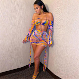 Beach Wear Long Sleeve Halter Cut Out Backless Dress GLS-7025