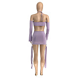 Beach Wear Long Sleeve Halter Cut Out Backless Dress GLS-7025
