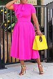 Elegant Short Sleeve Bow Tie A Line Maxi Dresses MK-3089
