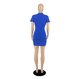 High Waist Hole V-Neck Short Sleeve Skinny Dresses DD-88165