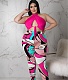 Cross Halter Lace Up Crop Top Leggings 2 Piece Set ASL-7079