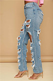 High Waist Streetwear Ripped Hole Jeans Pants LX-5515