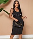 Sleeveless Solid Square Collar Bodycon Pencil Dresses FE-232