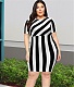 Round Collar Short Sleeve Striped Plus Size Dresses JLY-19353