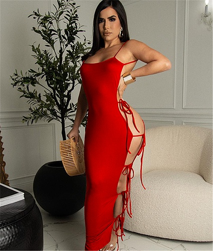 Cut Out Side Lace Up Backless Bodycon Party Dresses WSY-5936