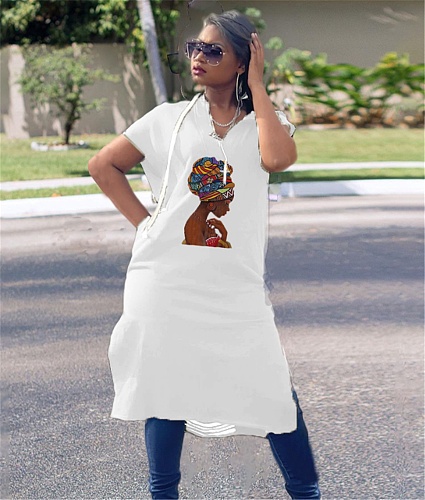 Short Sleeve Hooded Back Cut Out Loose Casual Dress SD-20404-1
