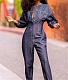 Long Sleeve Pocket Button Loose Denim Jumpsuit MK-3091