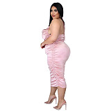 Plus Size Halter Backless Ruched Bodycon Party Dress ASL-7073