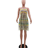 Knitted Tassel Crochet Cover-Ups Crop Top Shorts Outfits TK-6241