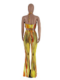 Tie Dye Halter Crop Top and Flared Pants Matching Suit ZAND-31209