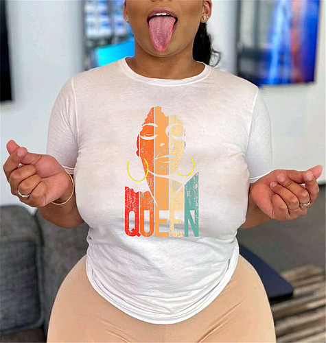 Printing Casual Short Sleeve O Neck Tops T Shirt WA-9000226
