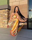 Tie Dye Halter Crop Top and Flared Pants Matching Suit ZAND-31209