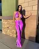 Tie Dye Halter Crop Top and Flared Pants Matching Suit ZAND-31209