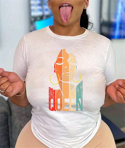 Printing Casual Short Sleeve O Neck Tops T Shirt WA-9000226