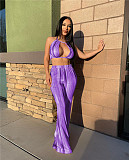 Tie Dye Halter Crop Top and Flared Pants Matching Suit ZAND-31209