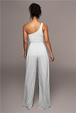 One Shoulder Sleeveless Top Wide Leg Pants Outfits ANDI-1360