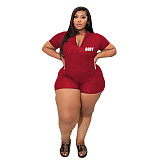 Zipper Front Short Sleeve Bodycon Fitness Rompers CN-3221