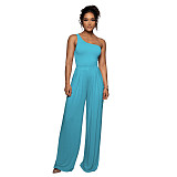 One Shoulder Sleeveless Top Wide Leg Pants Outfits ANDI-1360