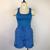 Solid Sleeveless Tank Top and Shorts Classic Tracksuit WDS-220508