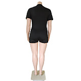Zipper Front Short Sleeve Bodycon Fitness Rompers CN-3221