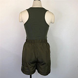 Solid Sleeveless Tank Top and Shorts Classic Tracksuit WDS-220508