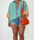 Stripe Patchwork Half Sleeve Loose Buttons Shirt ASL-6580