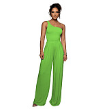 One Shoulder Sleeveless Top Wide Leg Pants Outfits ANDI-1360