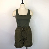 Solid Sleeveless Tank Top and Shorts Classic Tracksuit WDS-220508