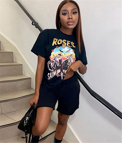 Skull Printed Hip Hop Street Short Sleeve T Shirt GLS-8137