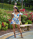 Floral Print Sleeveless V-Neck Romper with Waist Belt OY-6356
