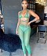 Hollow Out Mesh Beach Wear Halter Bra Pencil Pants Set ORY-5228