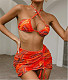 Printed Push-up Halter Bikini Three-piece Swimwear Set RS-22010