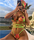 Printed Lace-up Fission Bikinis without Scarf RS-ZT415